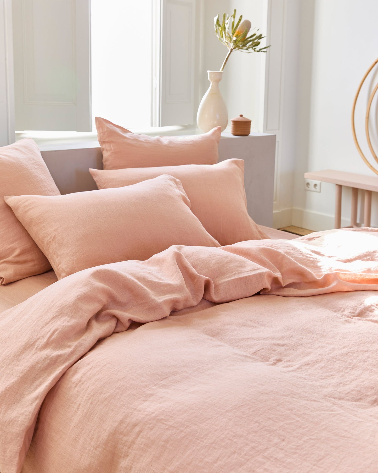 Peach linen sheet set (4 pcs) - MagicLinen