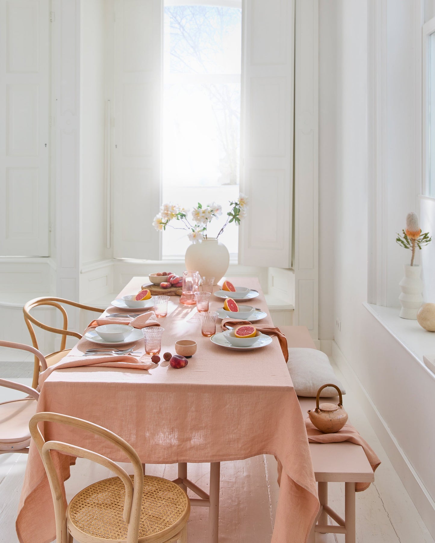 Peach linen tablecloth - MagicLinen