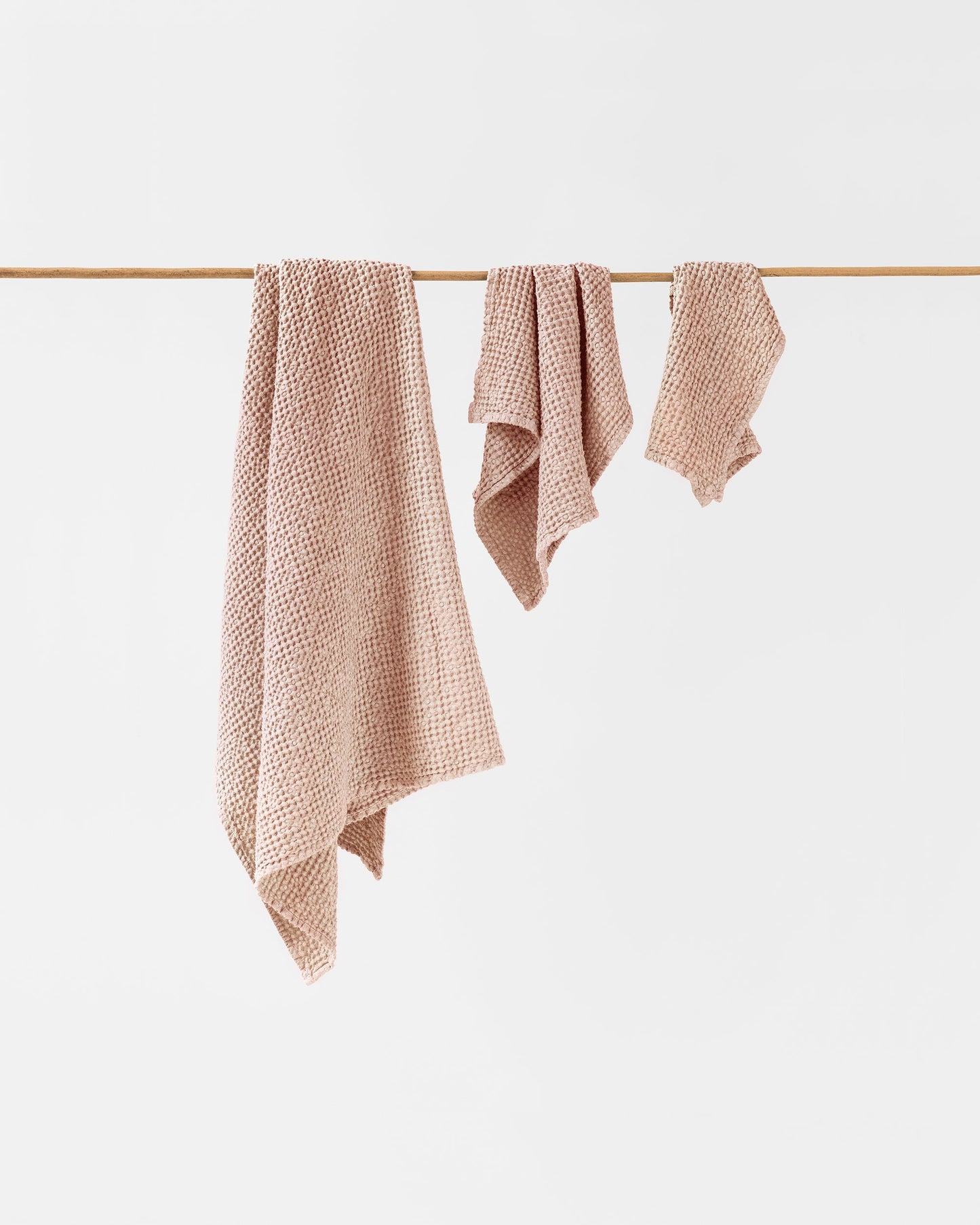 Peach waffle towel set (3 pcs) - MagicLinen