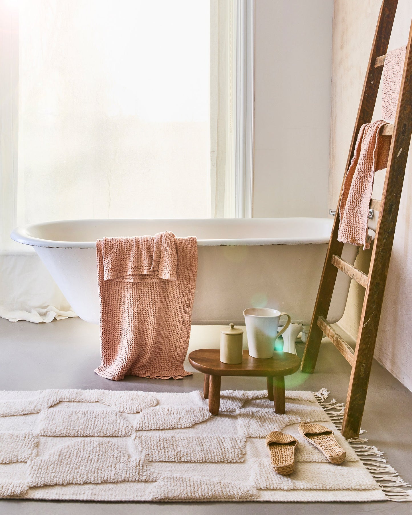 Peach waffle towel set (3 pcs) - MagicLinen
