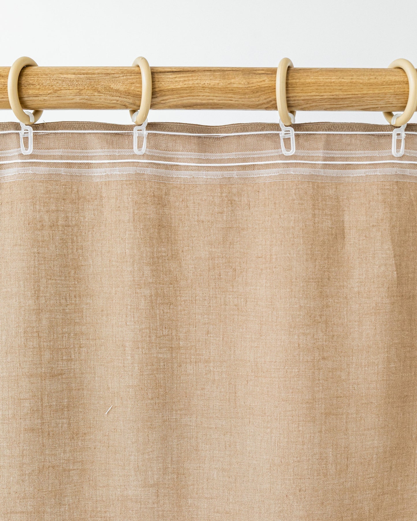 Pencil pleat linen curtain panel (1 pcs) in Latte - MagicLinen