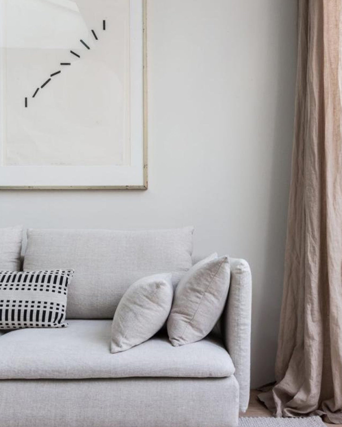 Pencil pleat linen curtain panel (1 pcs) in Natural linen - MagicLinen