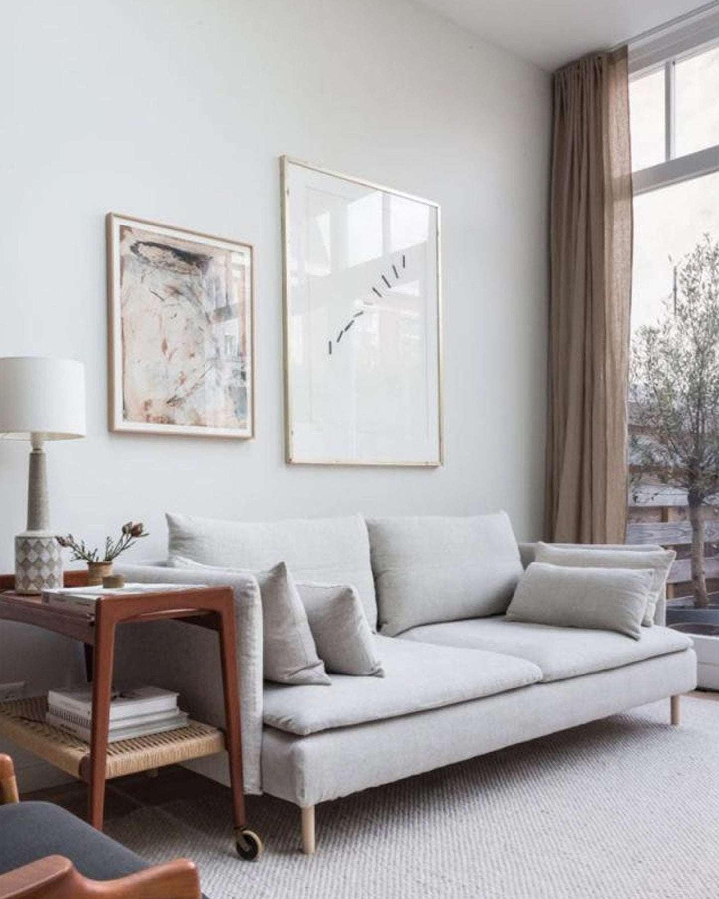 Pencil pleat linen curtain panel (1 pcs) in Natural linen - MagicLinen
