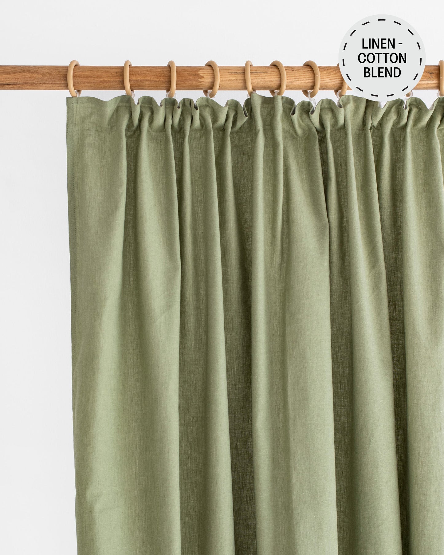 Pencil pleat linen-cotton curtain panel (1 pcs) in Sage - MagicLinen