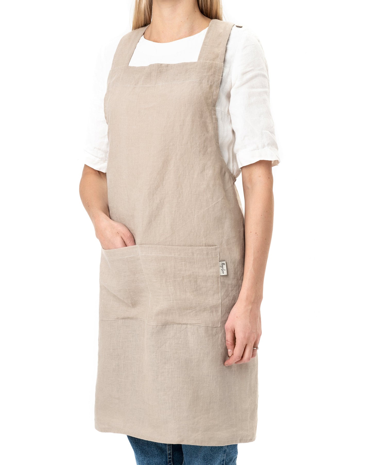 Pinafore cross-back linen apron - MagicLinen