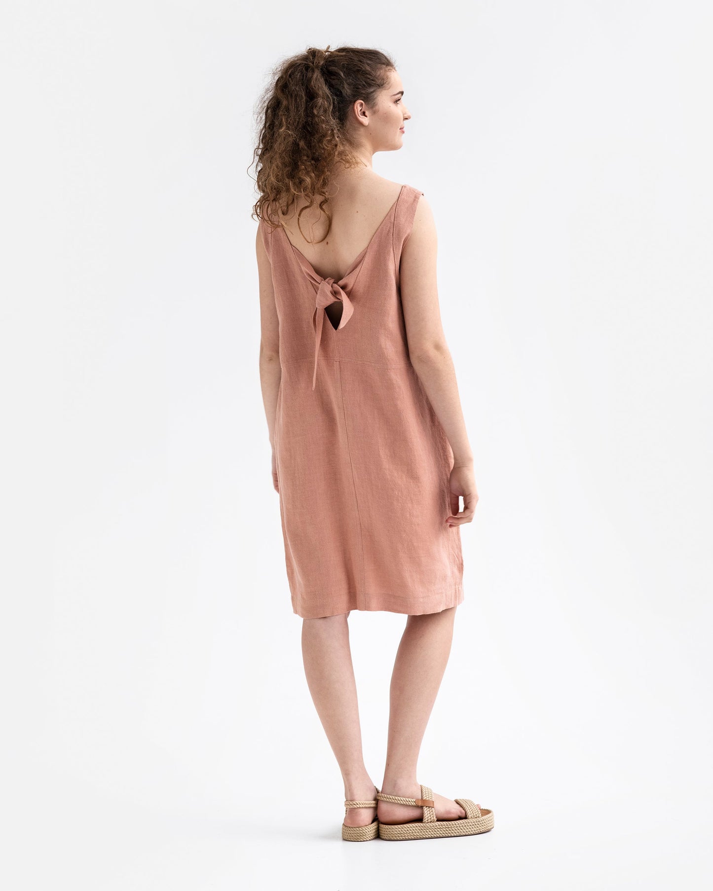 Pinafore linen dress LUCCA in ash rose - MagicLinen