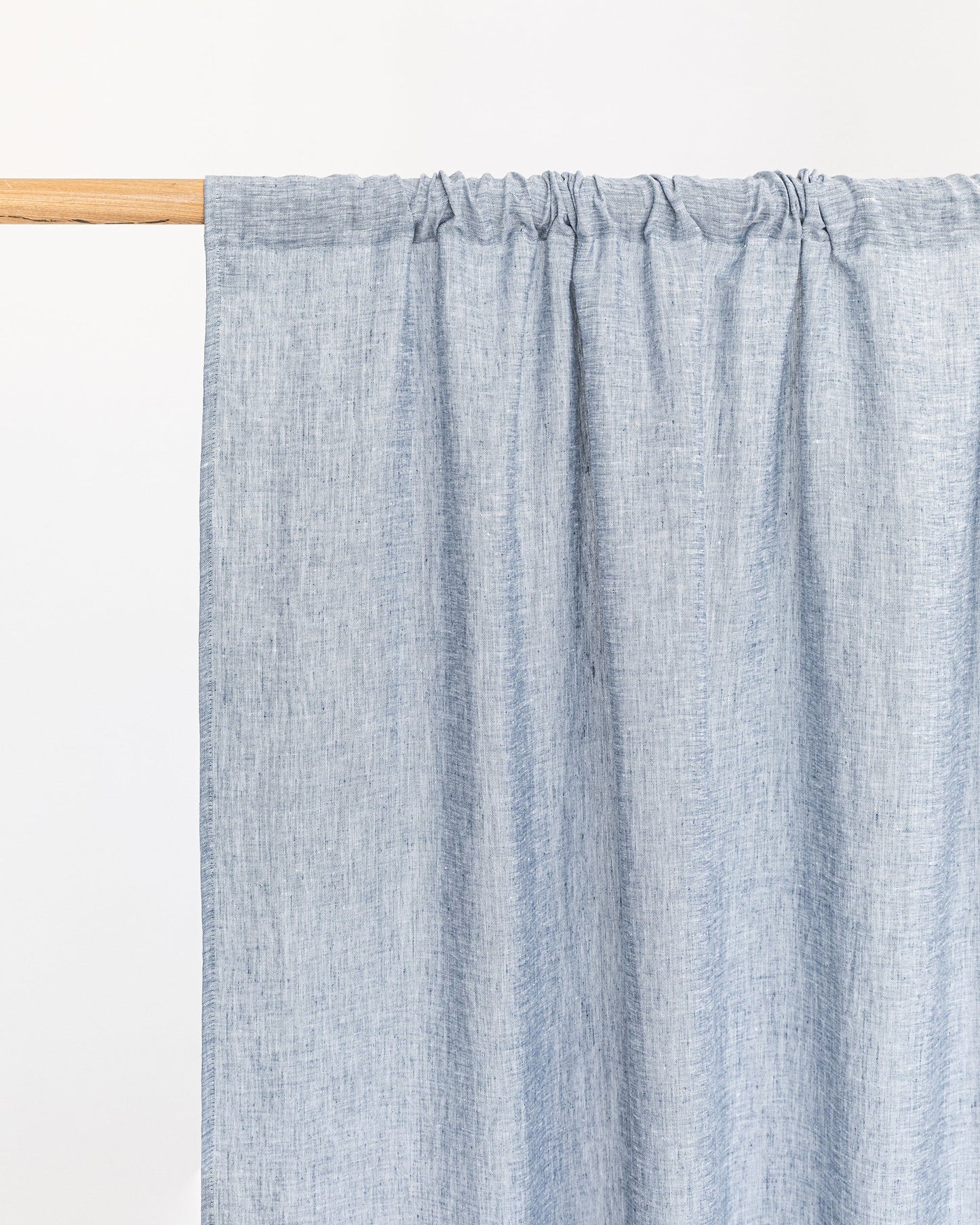 Rod pocket linen curtain panel (1 pcs) in Blue melange - MagicLinen