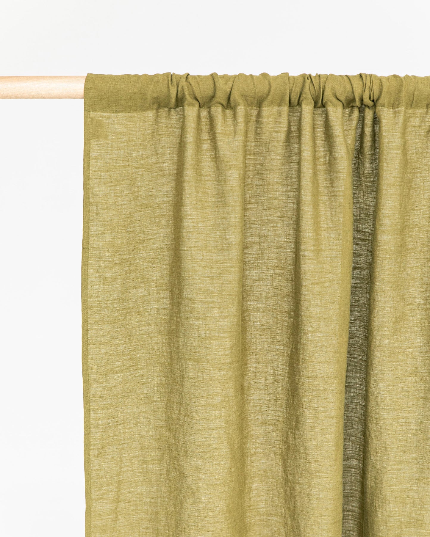 Rod pocket linen curtain panel (1 pcs) in Olive green - MagicLinen
