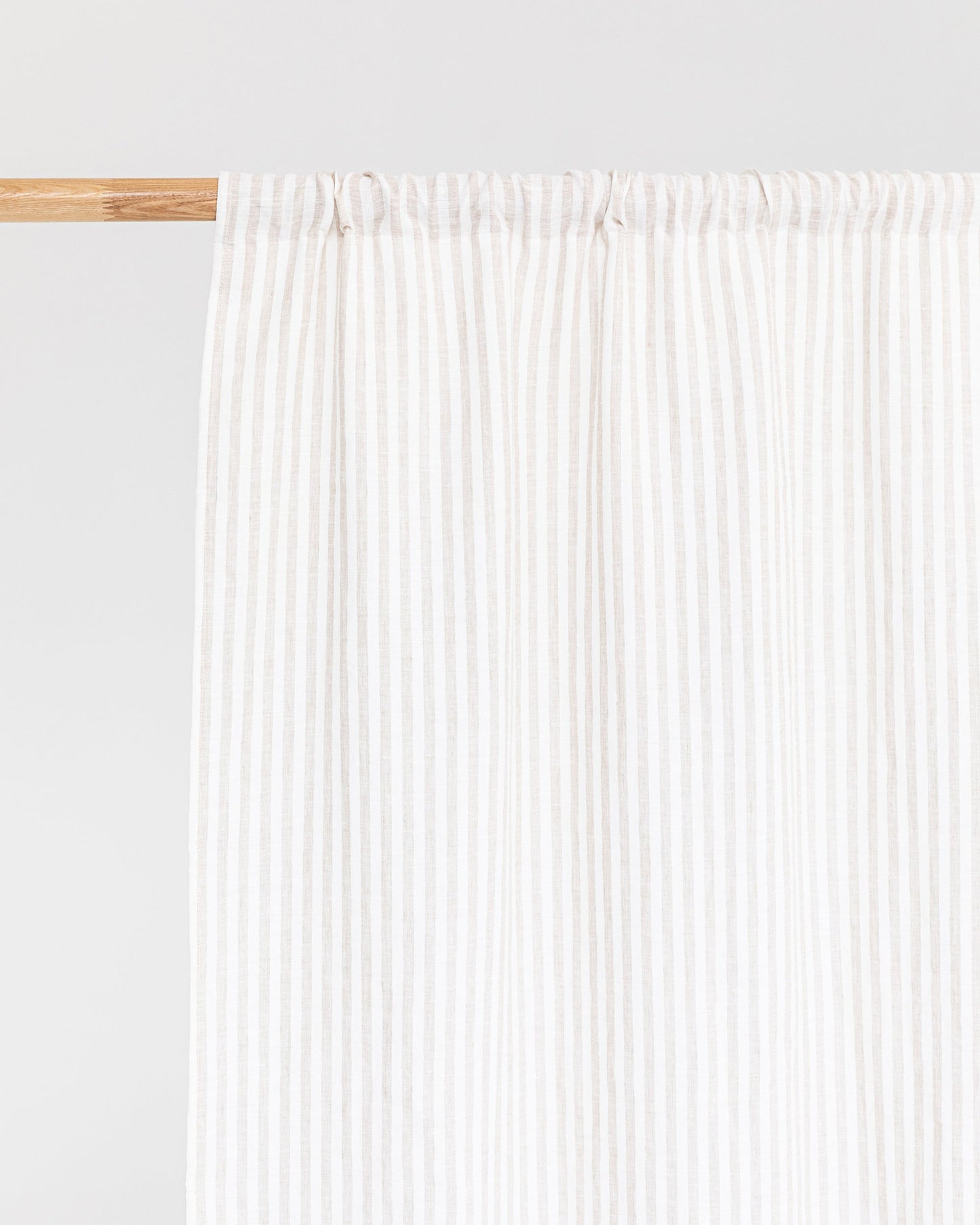 Rod pocket linen curtain panel (1 pcs) in Striped in natural - MagicLinen
