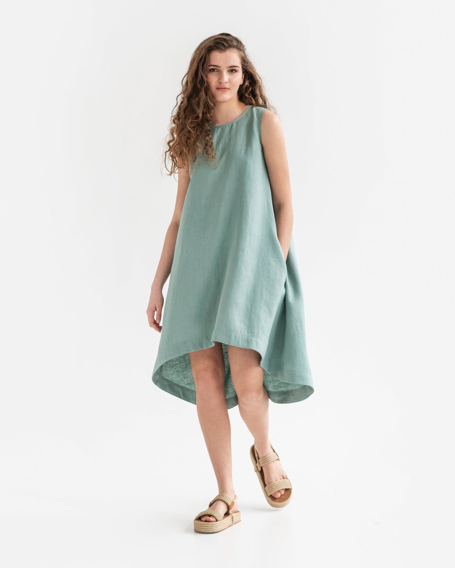 Royal TOSCANA linen dress in teal blue - MagicLinen