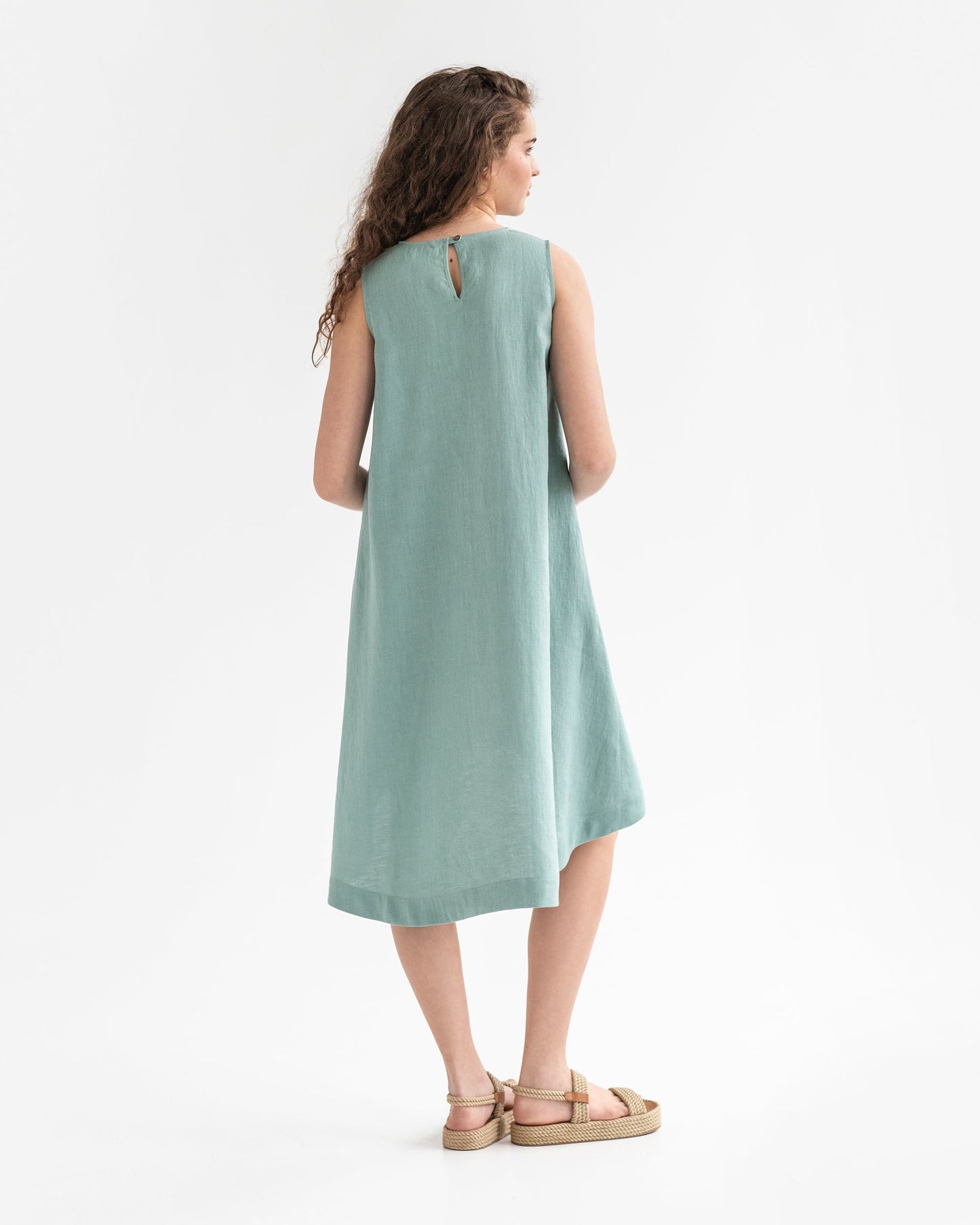 Royal TOSCANA linen dress in teal blue - MagicLinen