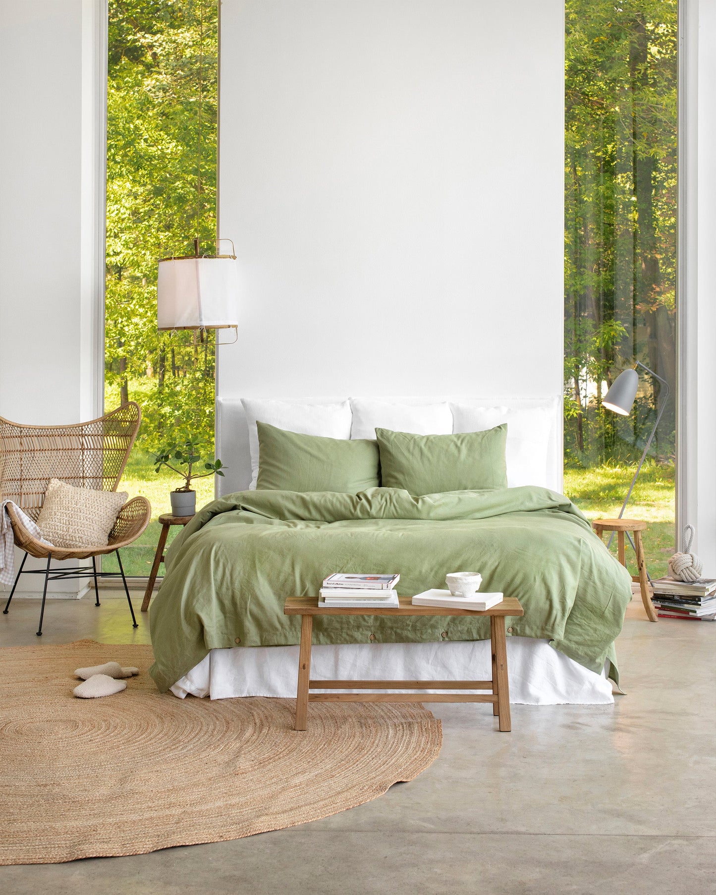 Sage linen-cotton sheet set (4 pcs) - MagicLinen