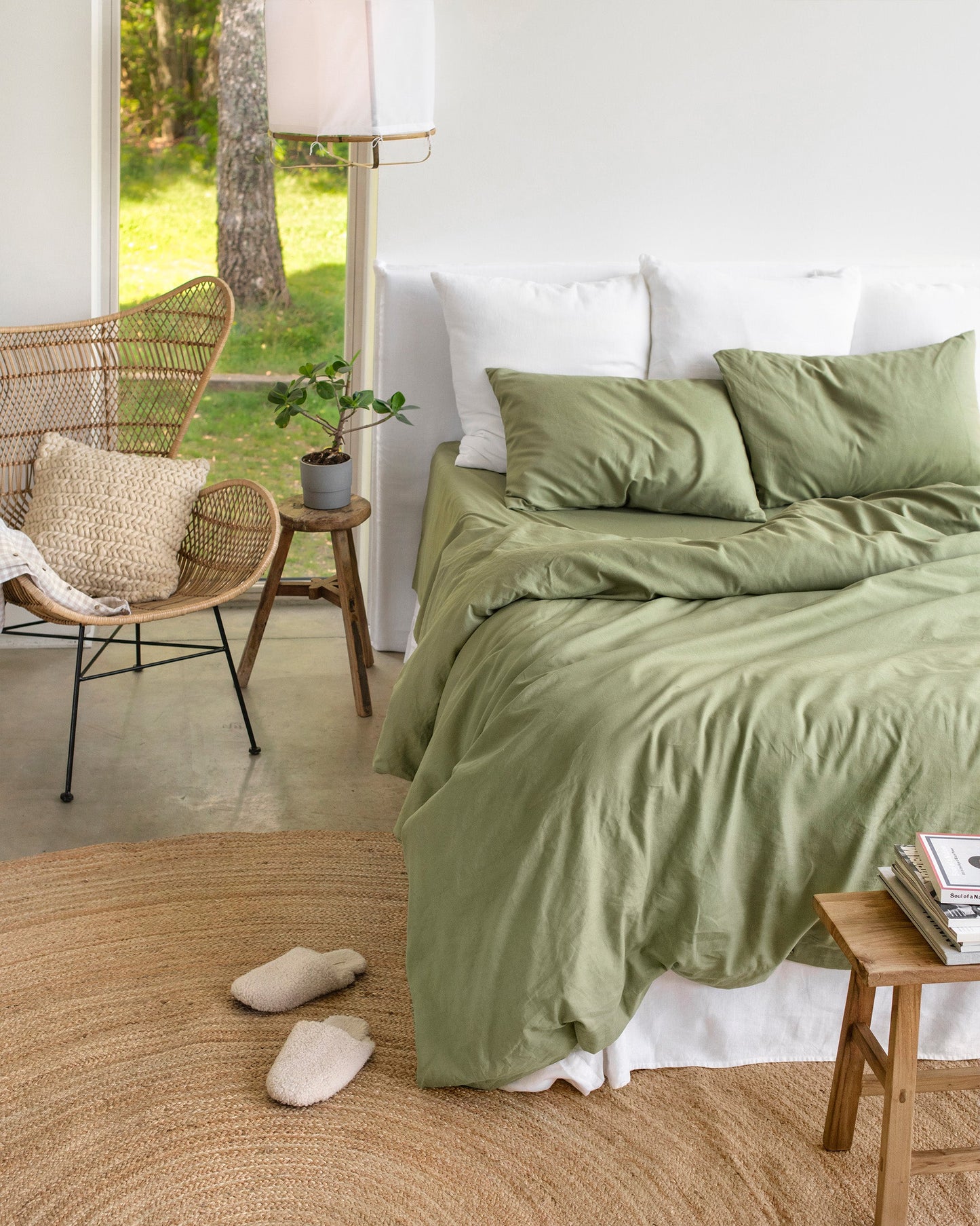 Sage linen-cotton duvet cover set (3 pcs) - MagicLinen