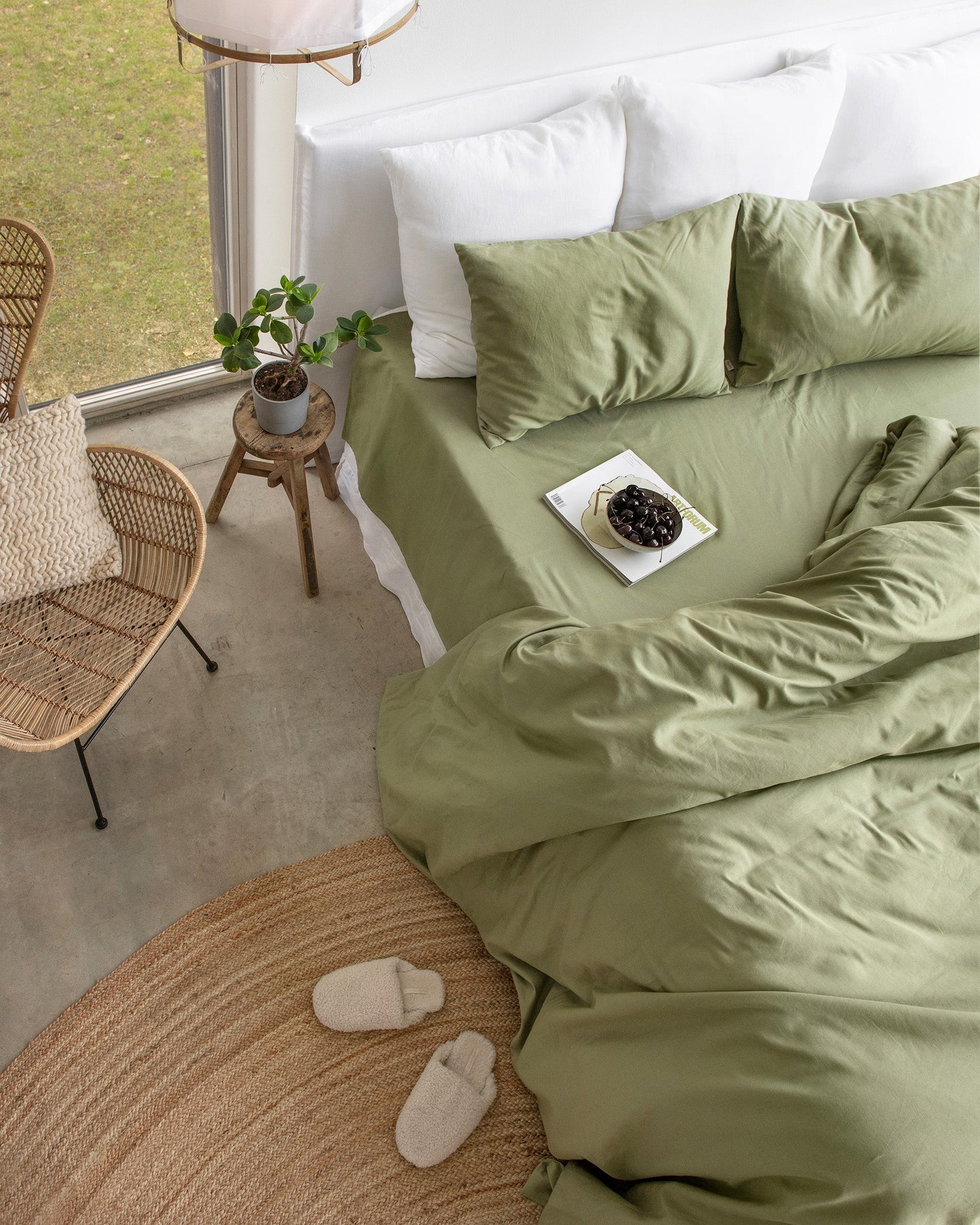 Sage linen-cotton sheet set (4 pcs) - MagicLinen