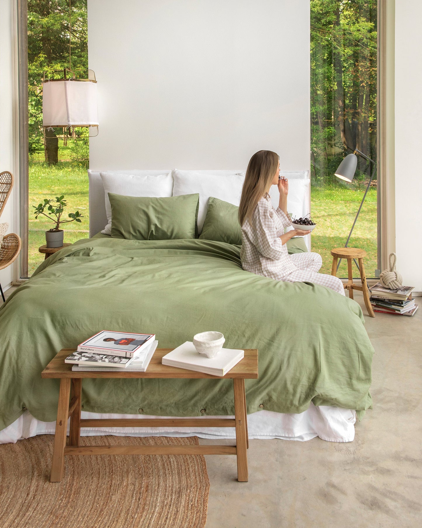 Sage linen-cotton sheet set (4 pcs) - MagicLinen
