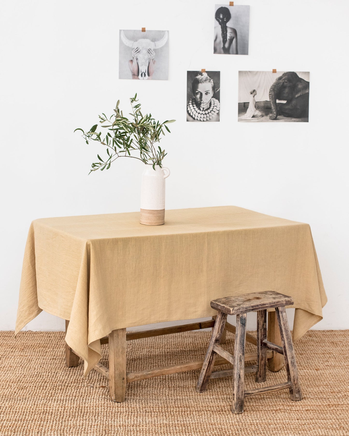 Sandy beige linen tablecloth - MagicLinen