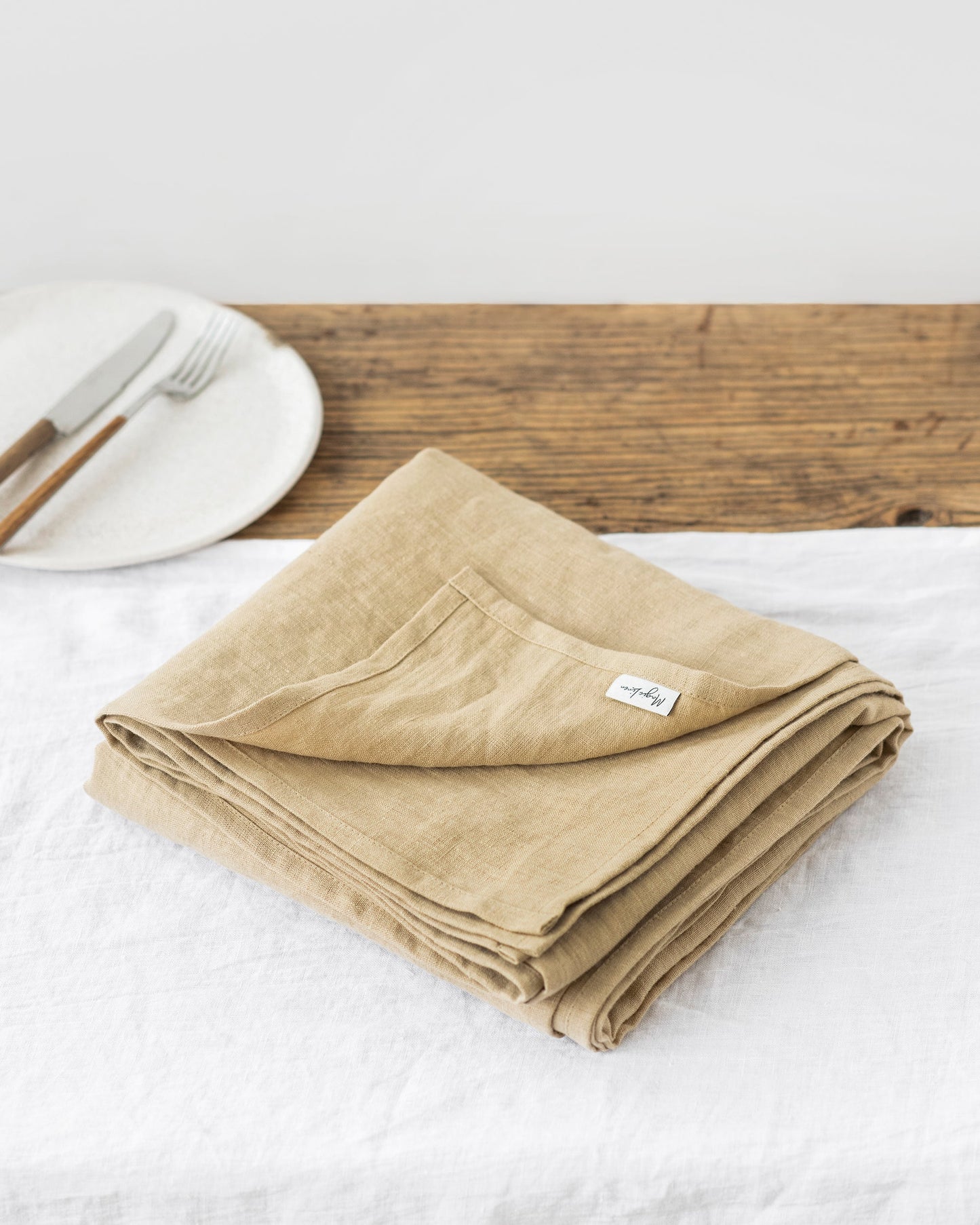 Sandy beige linen tablecloth - MagicLinen