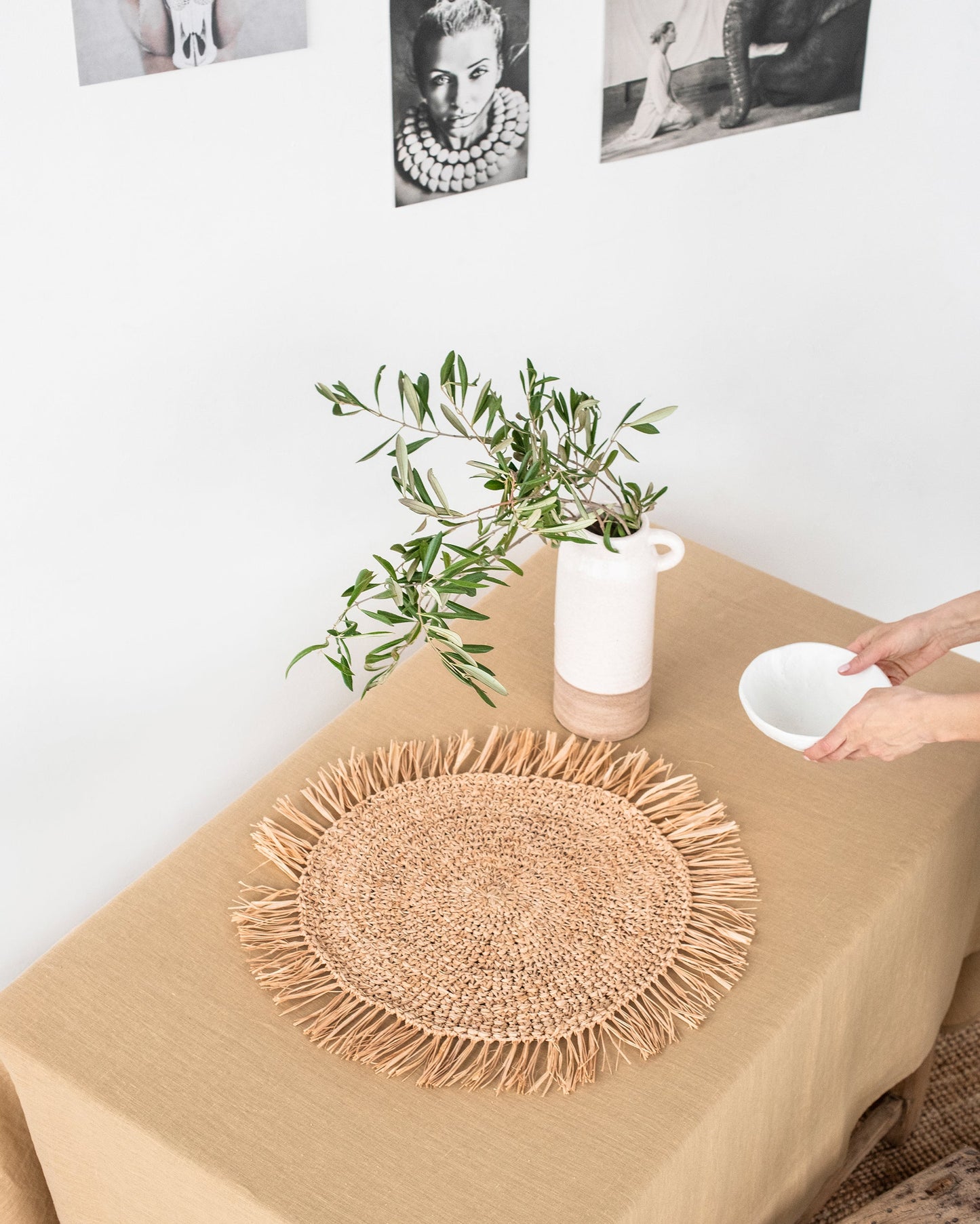 Sandy beige linen tablecloth - MagicLinen
