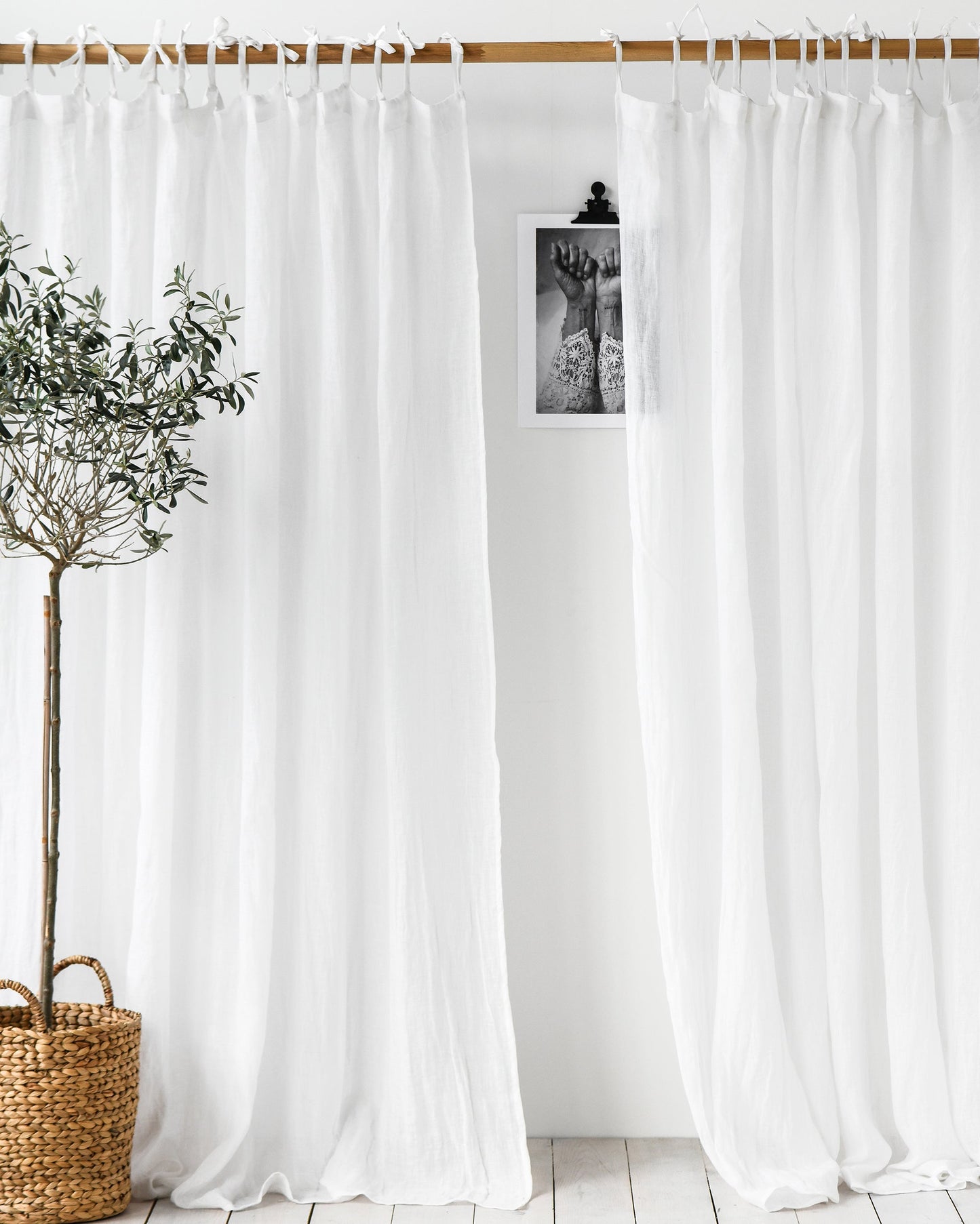 Sheer tie top linen curtain panel (1 pcs) - MagicLinen