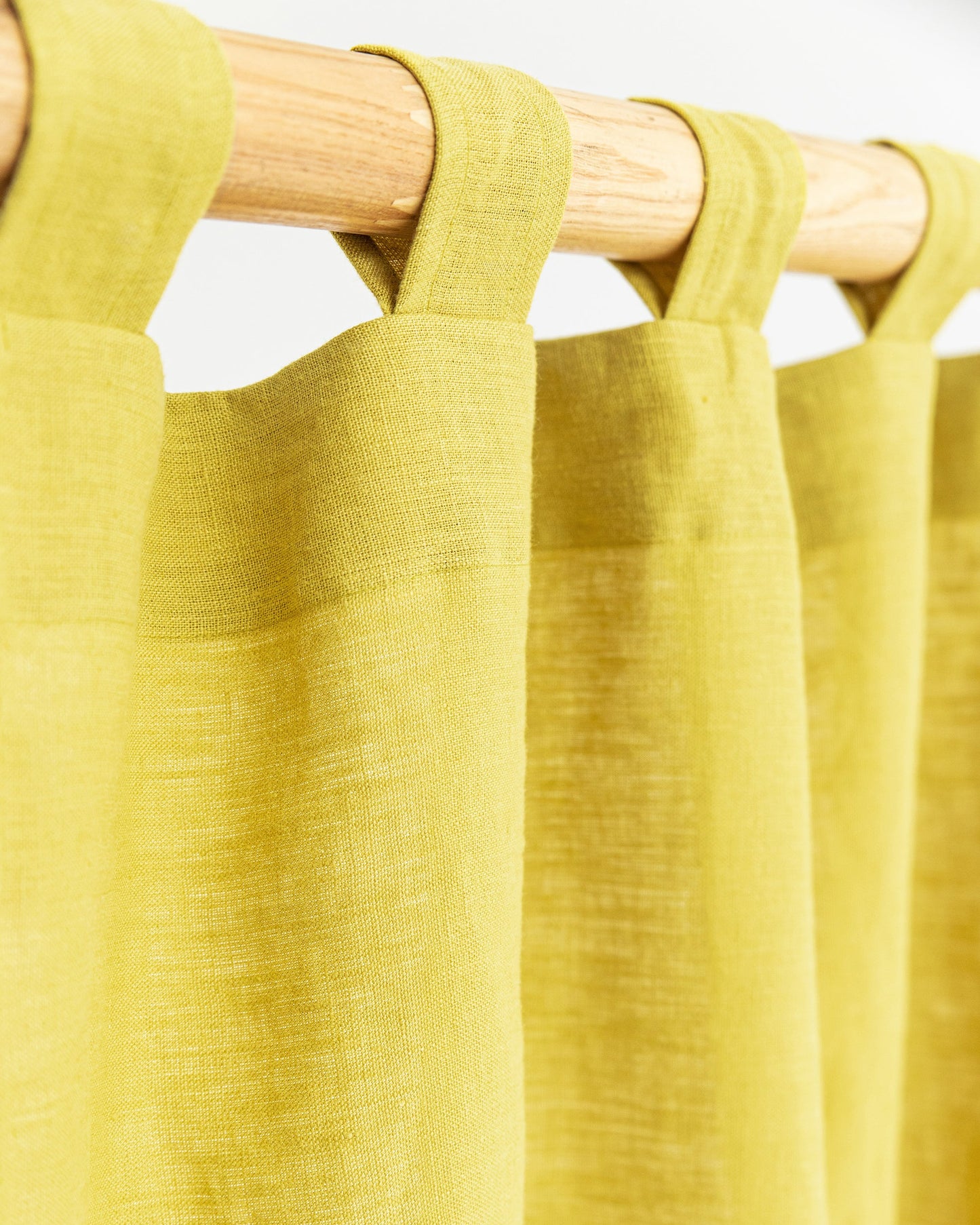 Tab top linen curtain panel (1 pcs) in Moss yellow - MagicLinen