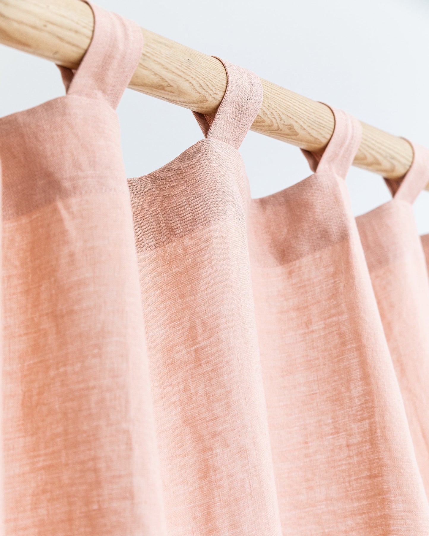 Tab top linen curtain panel (1 pcs) in Peach - MagicLinen