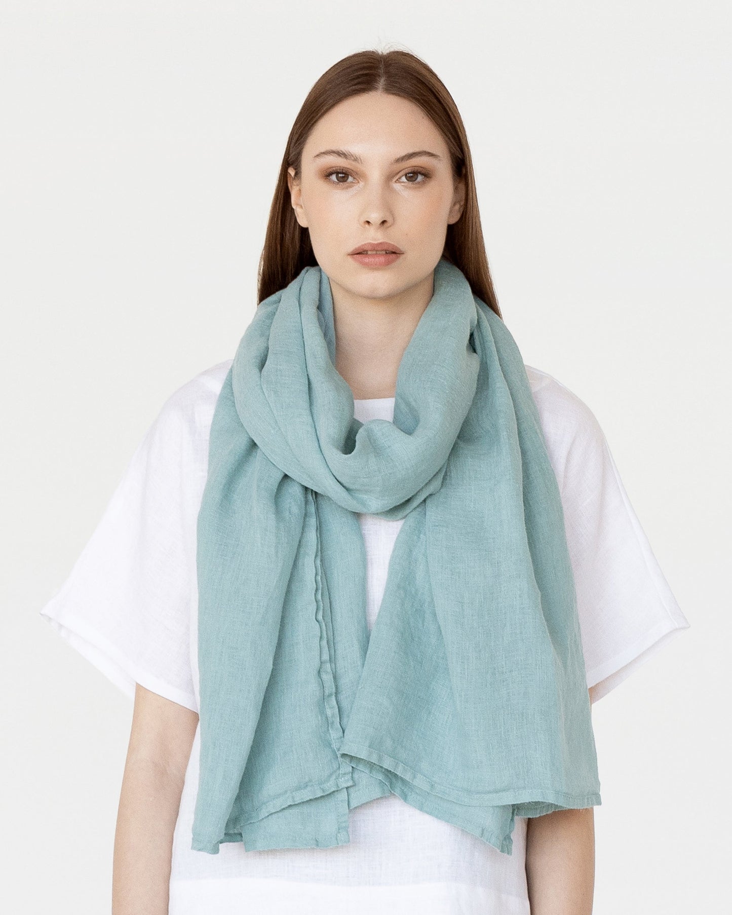 Teal blue linen scarf - MagicLinen