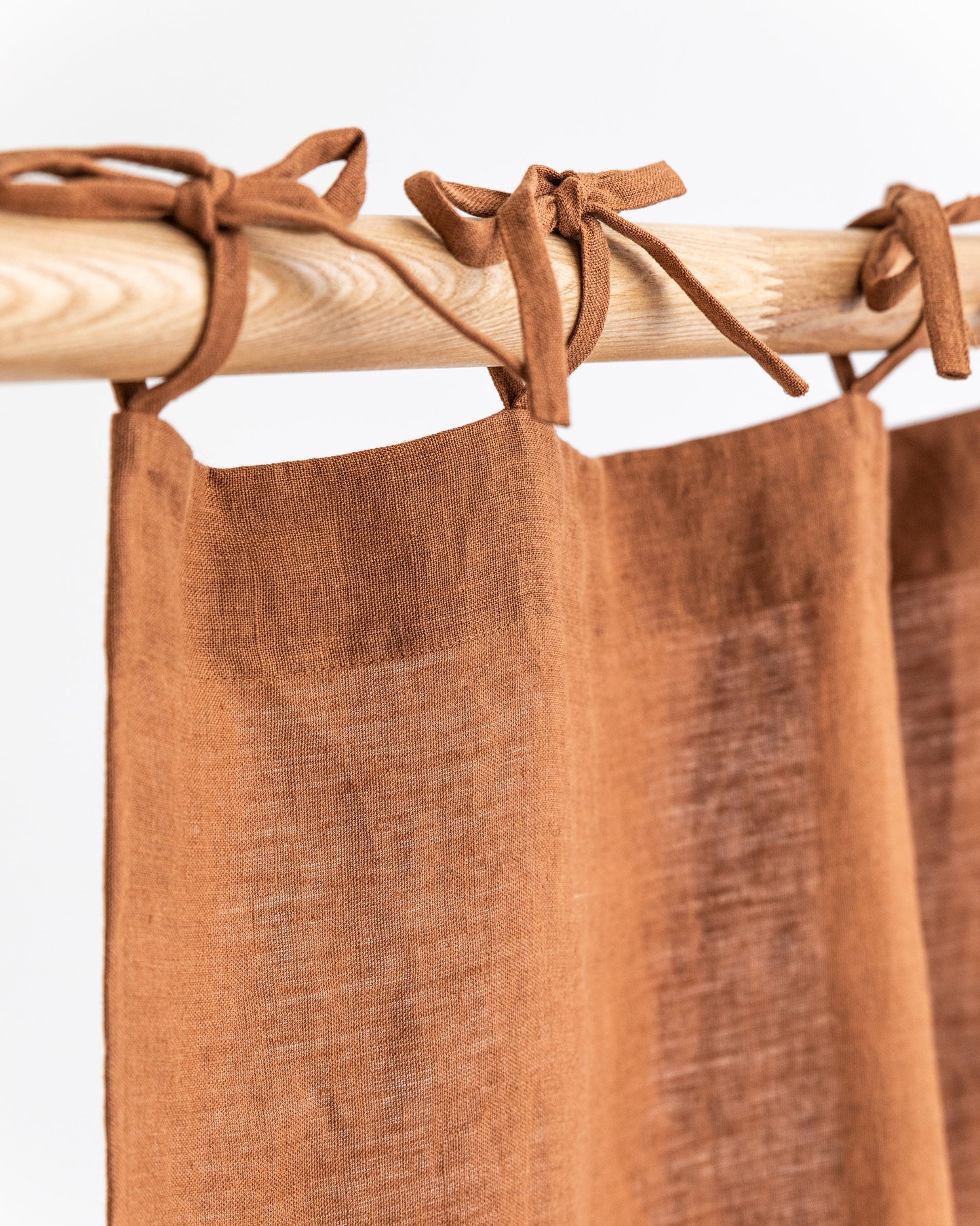 Tie top linen curtain panel (1 pcs) in Cinnamon - MagicLinen