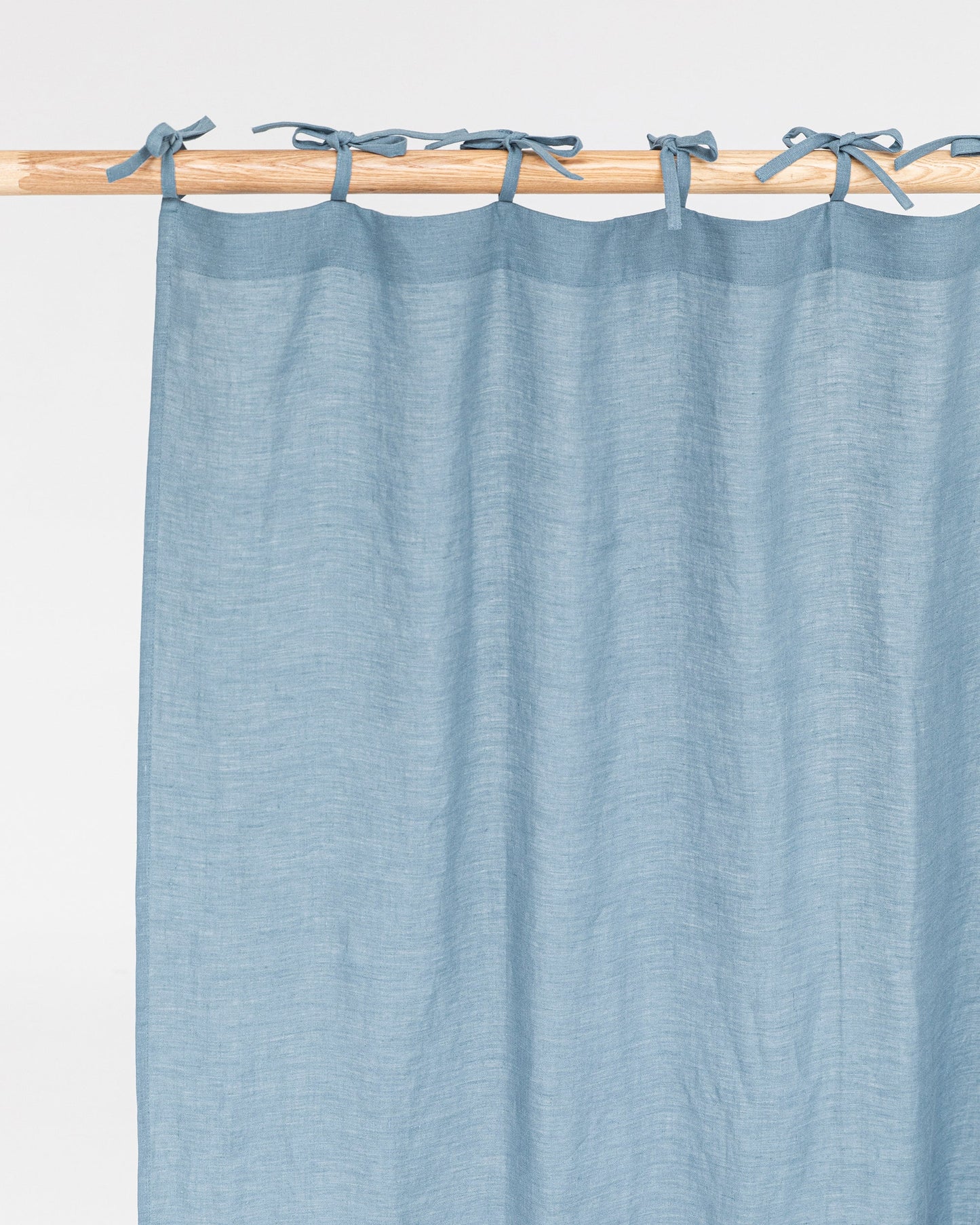 Tie top linen curtain panel (1 pcs) in Gray blue - MagicLinen