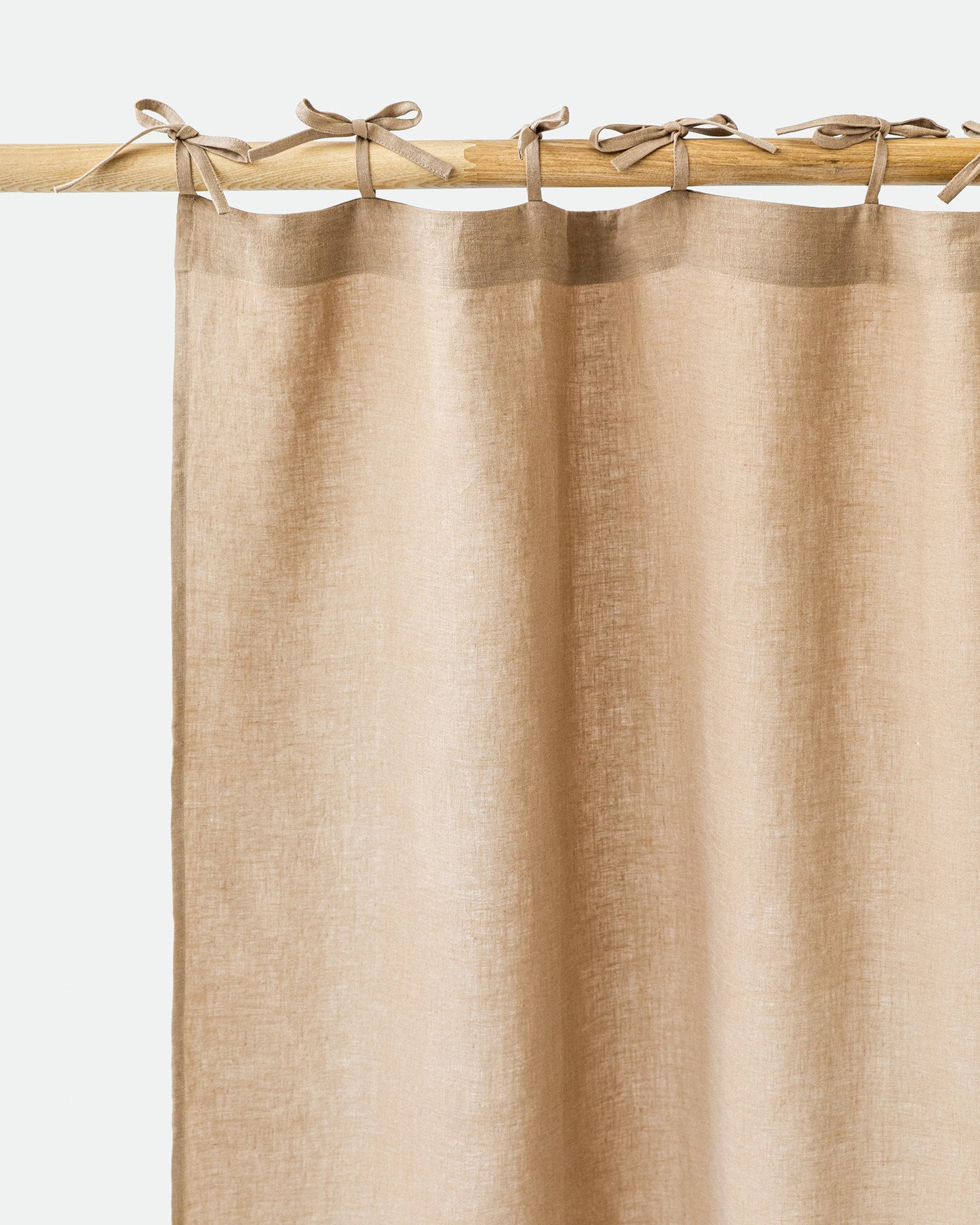 Tie top linen curtain panel (1 pcs) in Latte - MagicLinen