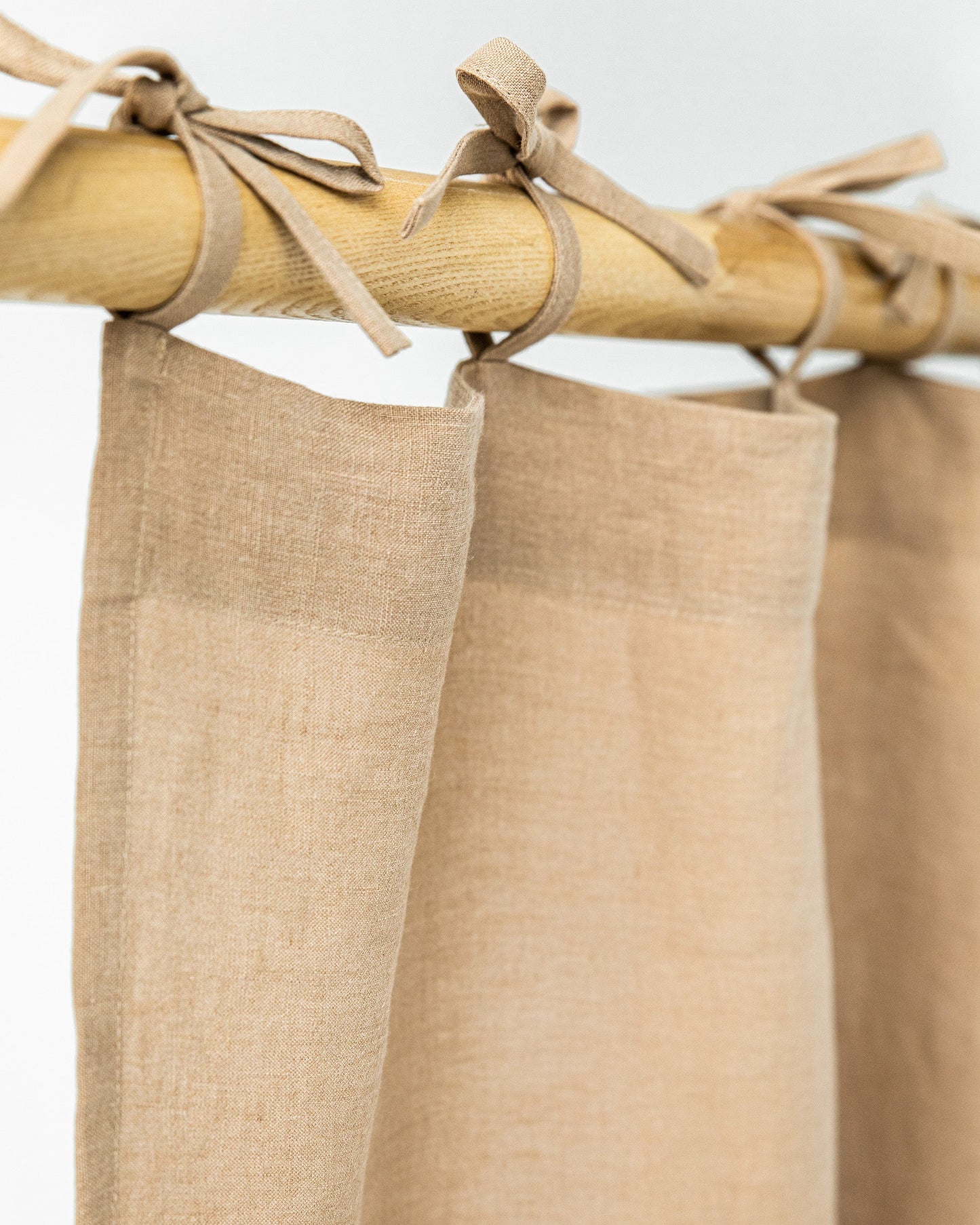Tie top linen curtain panel (1 pcs) in Latte - MagicLinen