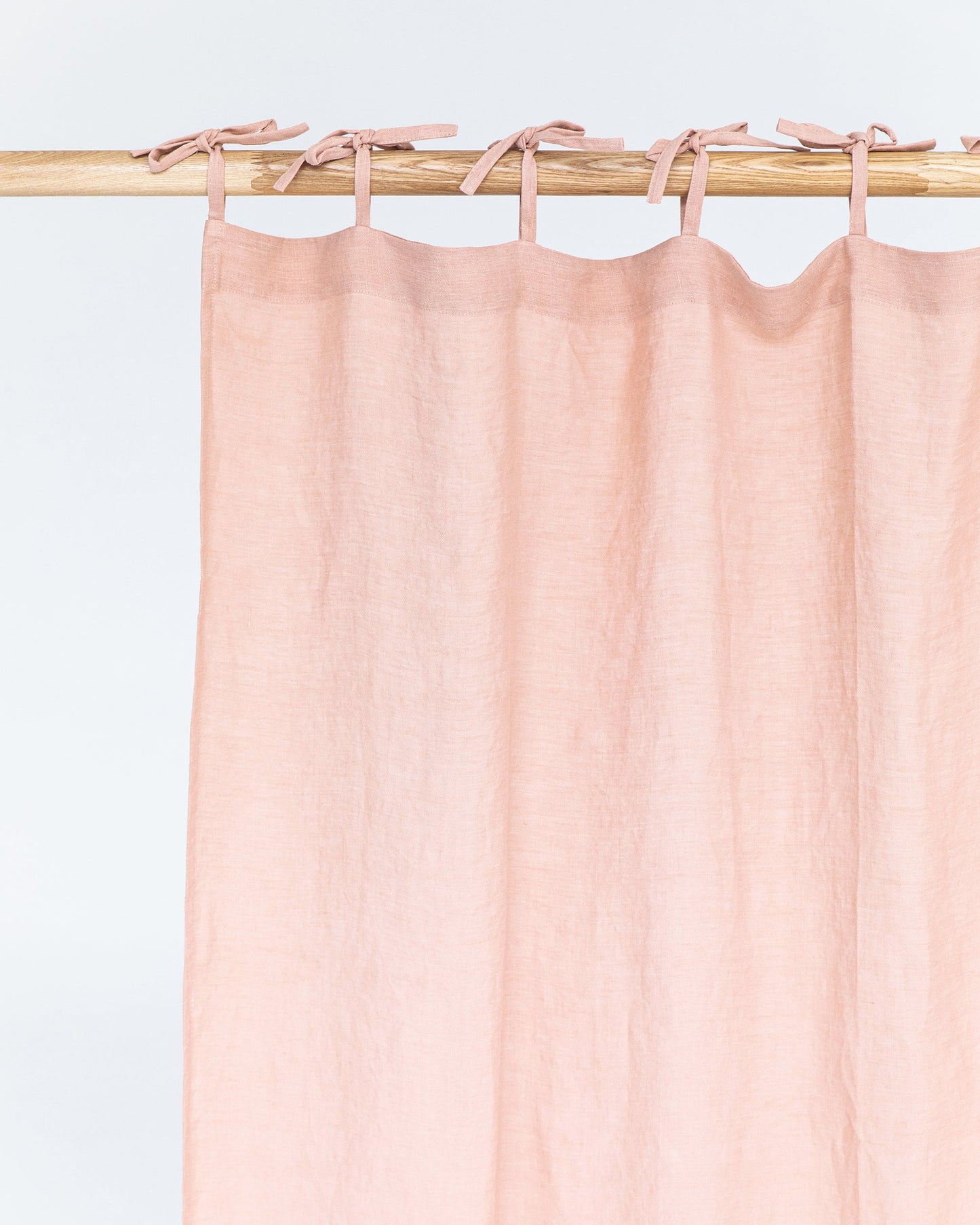 Tie top linen curtain panel (1 pcs) in Peach - MagicLinen