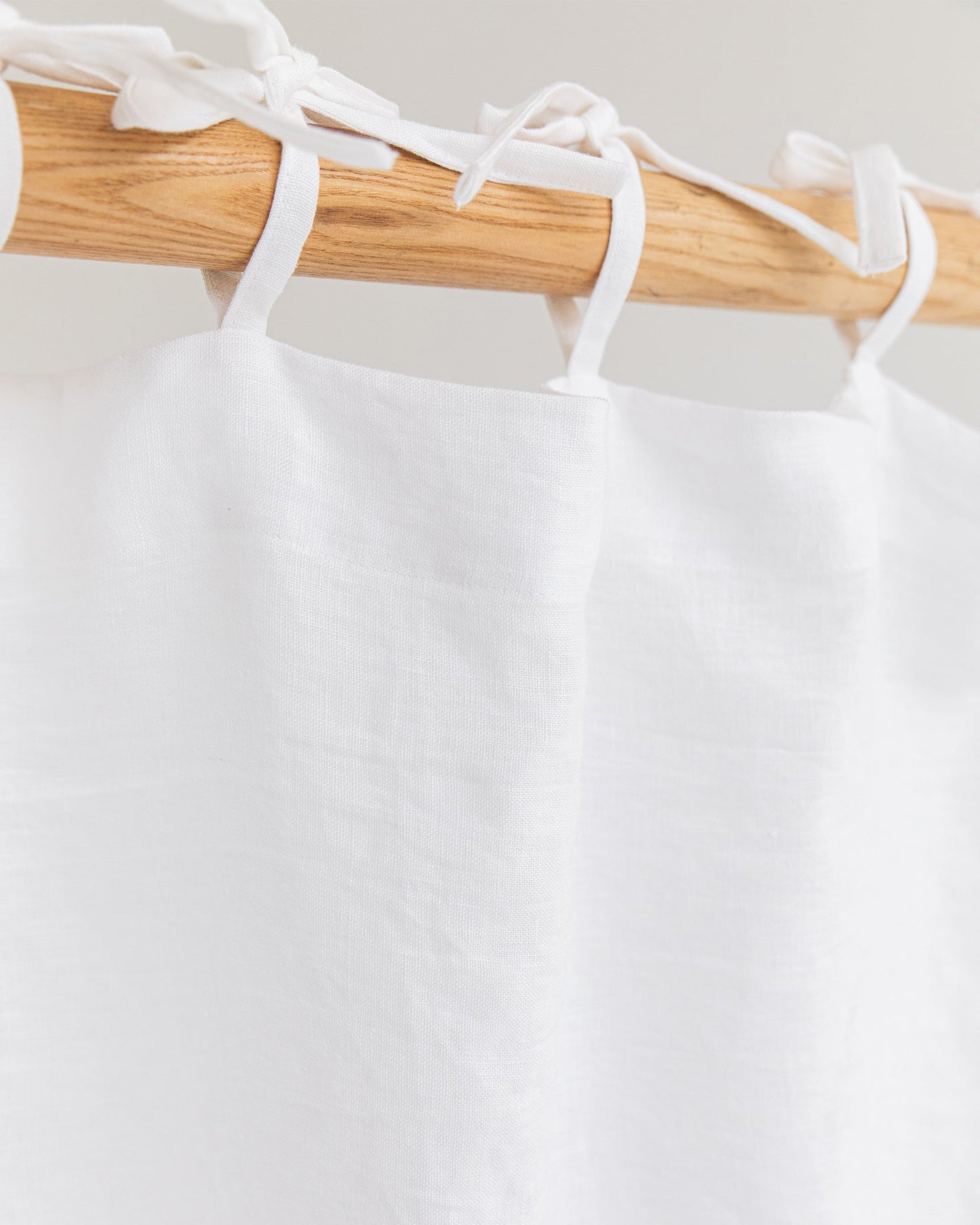 Tie top linen curtain panel (1 pcs) in White - MagicLinen