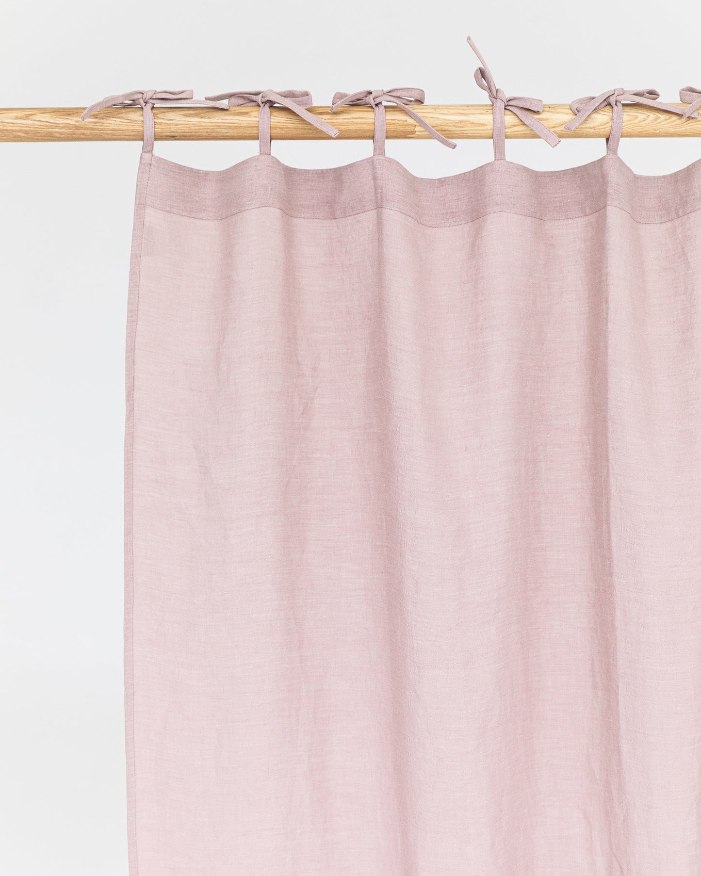 Tie top linen curtain panel (1 pcs) in Woodrose - MagicLinen