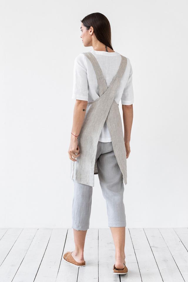 Embroidered Pinafore Cross-Back Linen Apron (pre-orders only)
