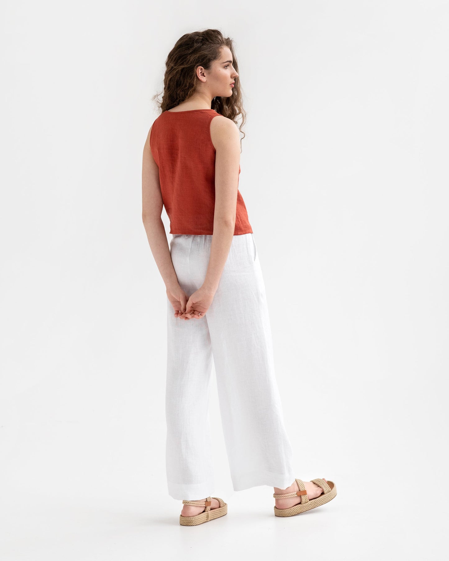 Wide linen pants BANFF in white - MagicLinen