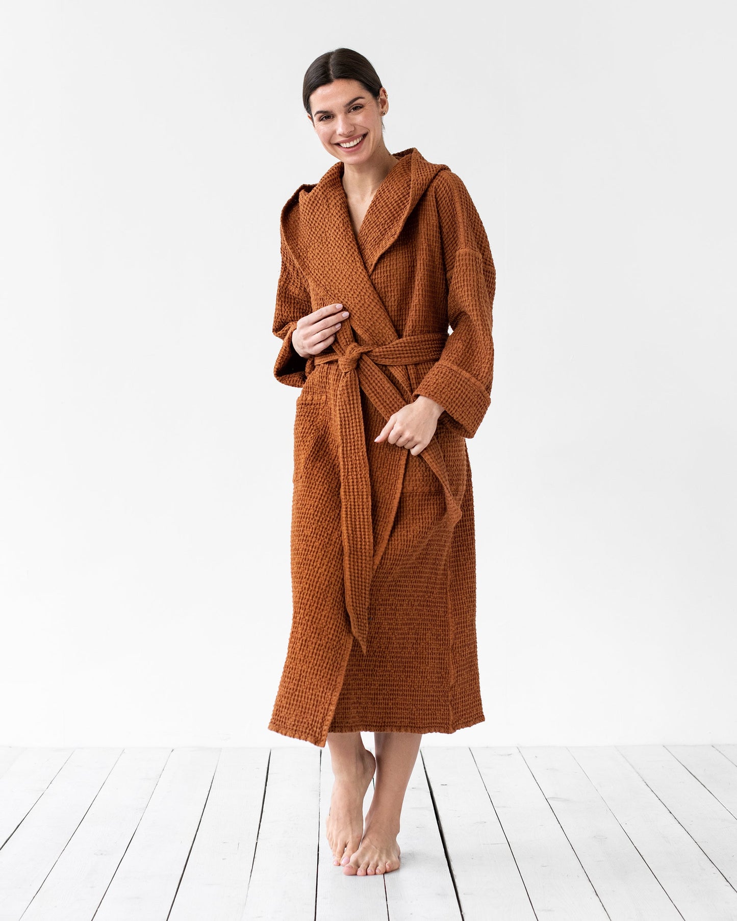 Women's waffle bath robe - MagicLinen