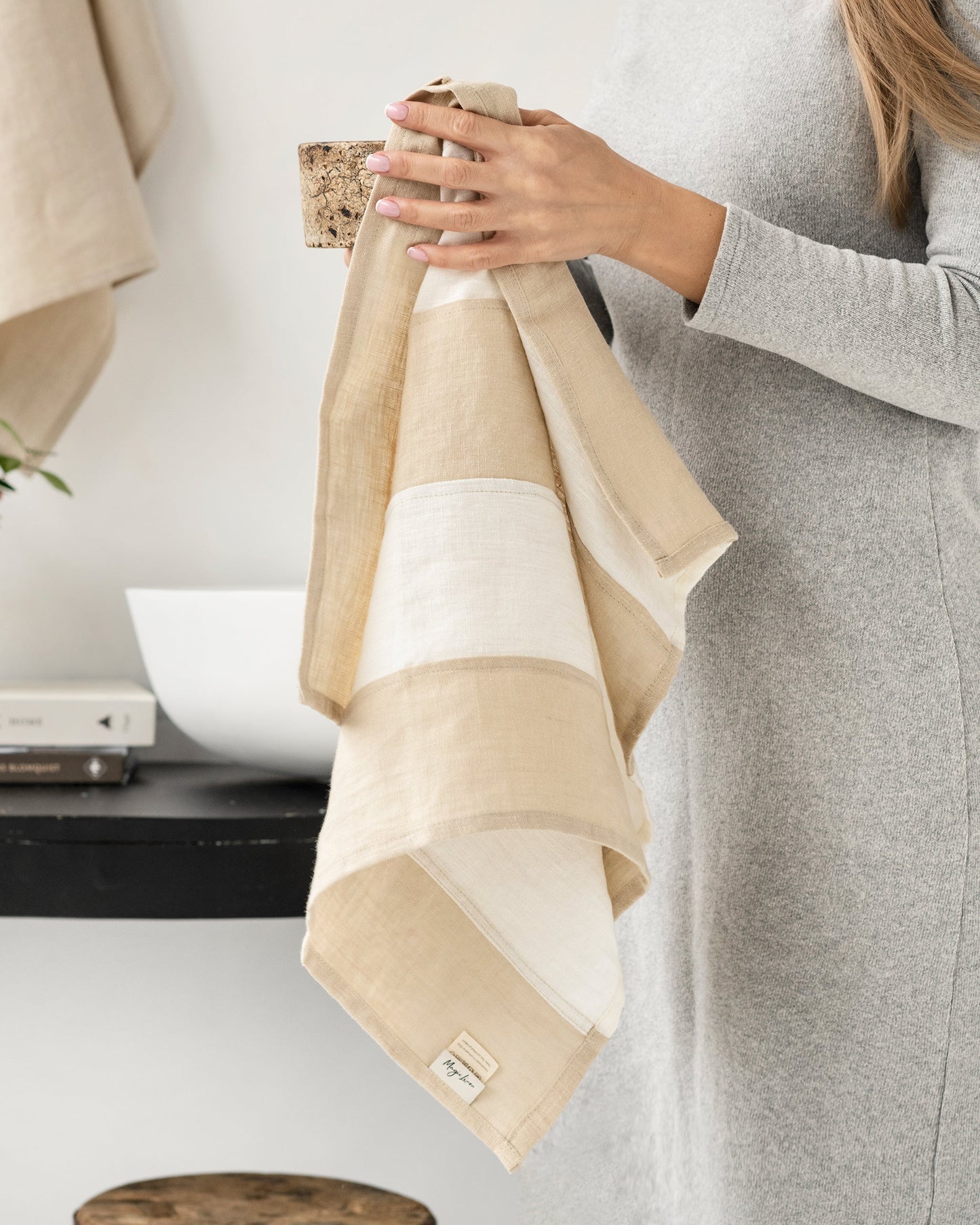 Zero-waste striped linen tea towel - MagicLinen