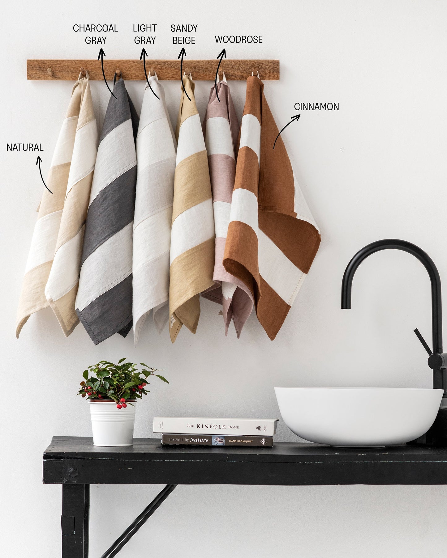 Zero-waste striped linen tea towel - MagicLinen