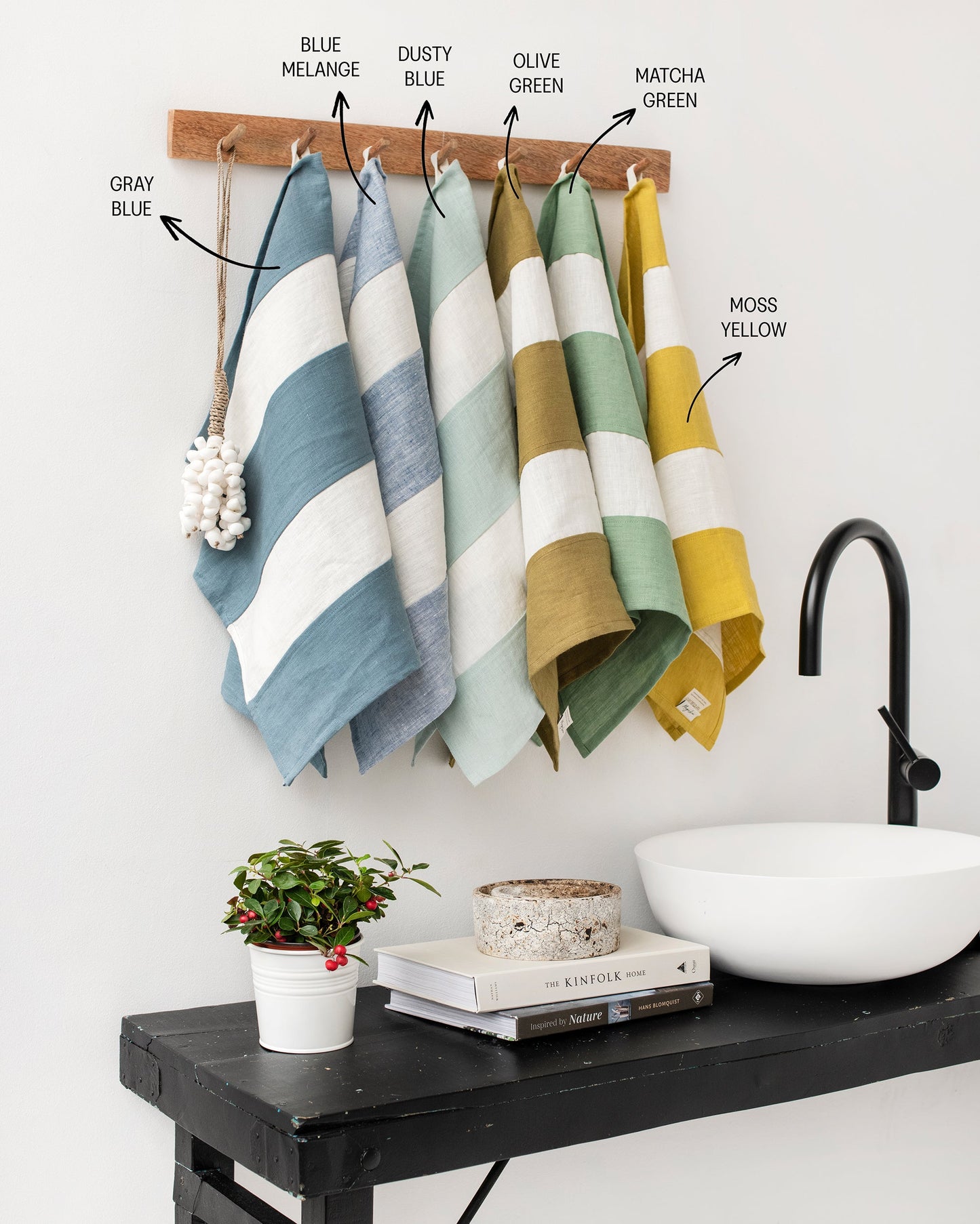 Zero-waste striped linen tea towel - MagicLinen