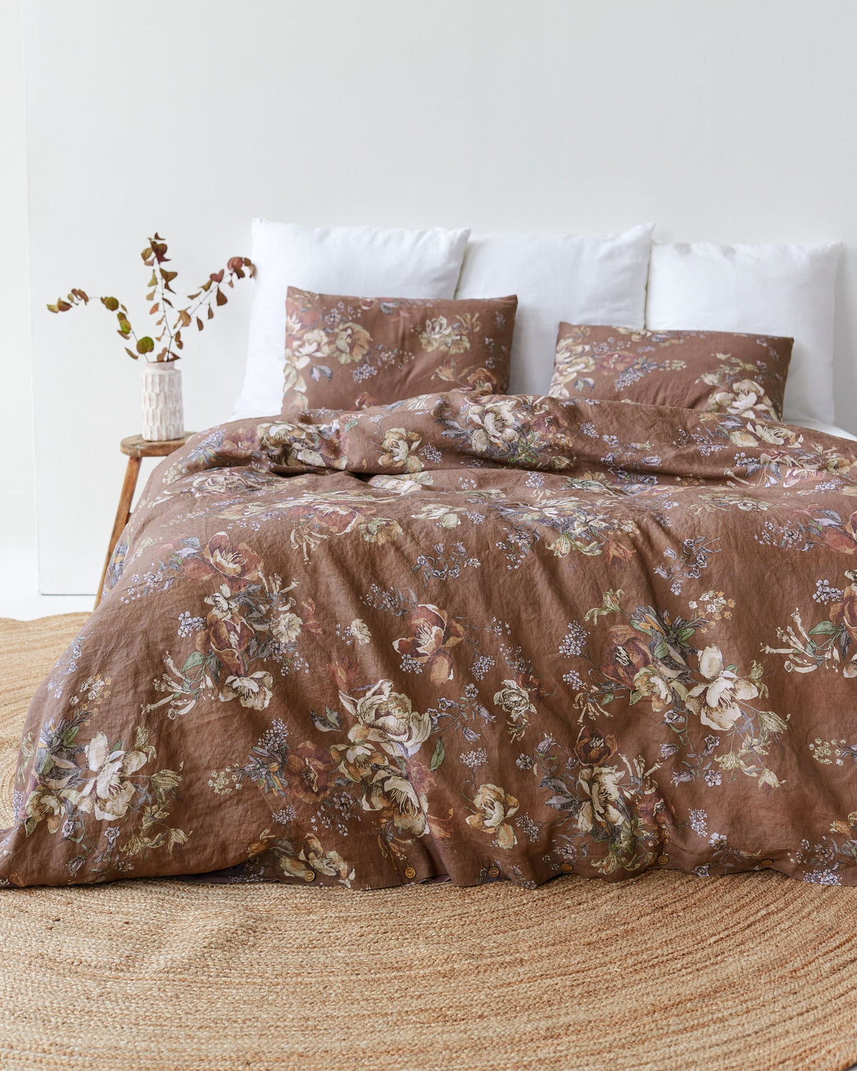 Heritage garden print linen duvet cover