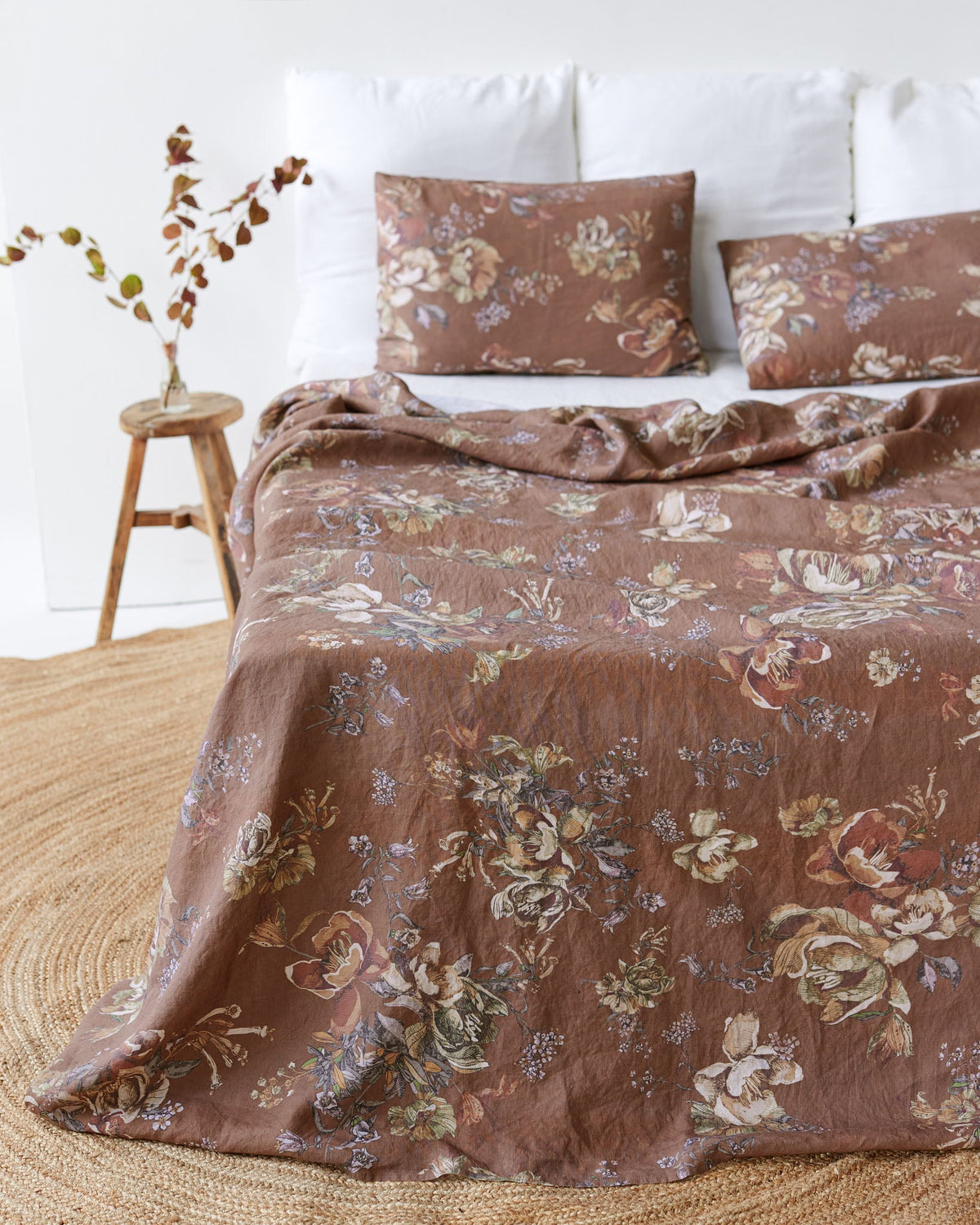 Heritage garden print linen sheet set (4 pcs)