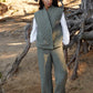 Linen quilted vest FONNI in Dark green | MagicLinen