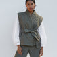 Linen quilted vest FONNI in Dark green | MagicLinen