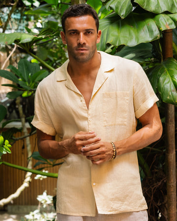 Men's linen camp shirt HAWI in Cream