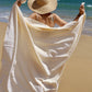 Linen beach towel in Striped yellow