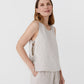 Linen top with ties LUCERNE in Natural melange - MagicLinen modelBoxOn