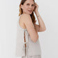Linen top with ties LUCERNE in Natural melange - MagicLinen
