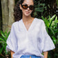 Linen blouse MANADO in White - MagicLinen