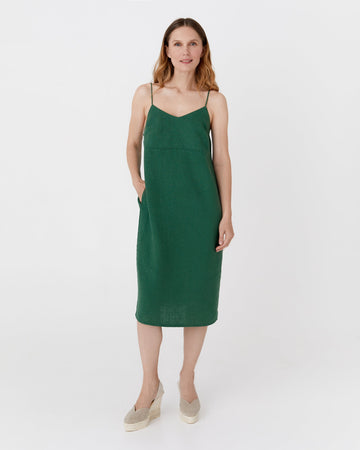 Slip linen dress MARFA in Green - MagicLinen