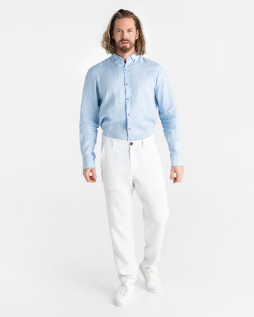 Heavyweight men's linen pants MORCOTE in White
